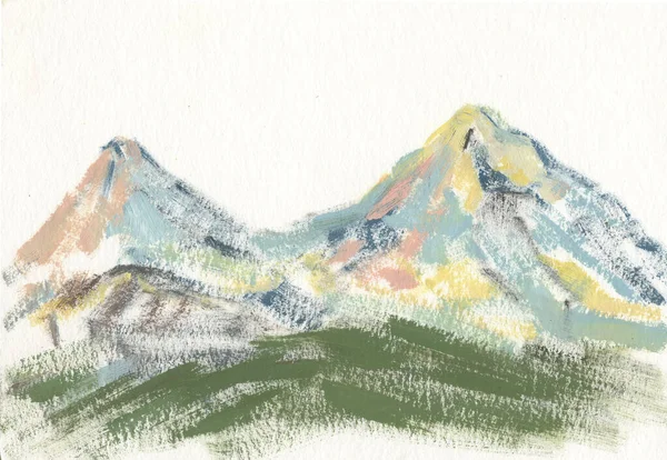 Ararat Paisagem Com Montanhas Guache Esboço — Fotografia de Stock