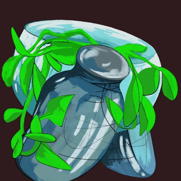 Glazen Pot Pot Met Een Bloem Illustratie — Stockfoto