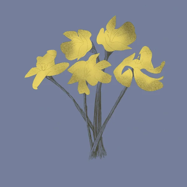 Flores Amarillas Sobre Fondo Oscuro Abstracto — Foto de Stock
