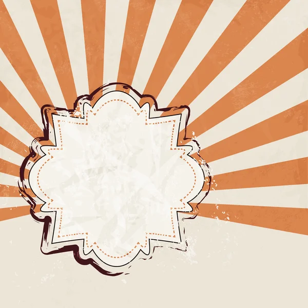 レトロなラベル ベージュ オレンジ スター バースト背景 - ヴィンテージのパンフレットのデザイン — ストックベクタ
