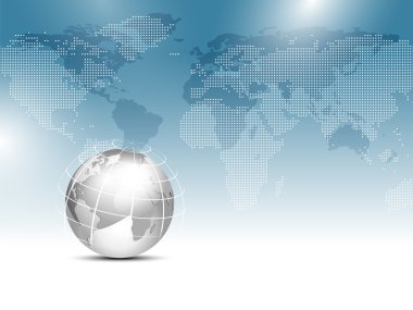 Küresel dünya harita arka plan mavi gümüş gri küre - Dünya çapında iş şablonu