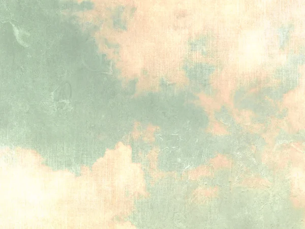 Fond ciel vintage vert avec nuages à l'aquarelle pastel — Photo