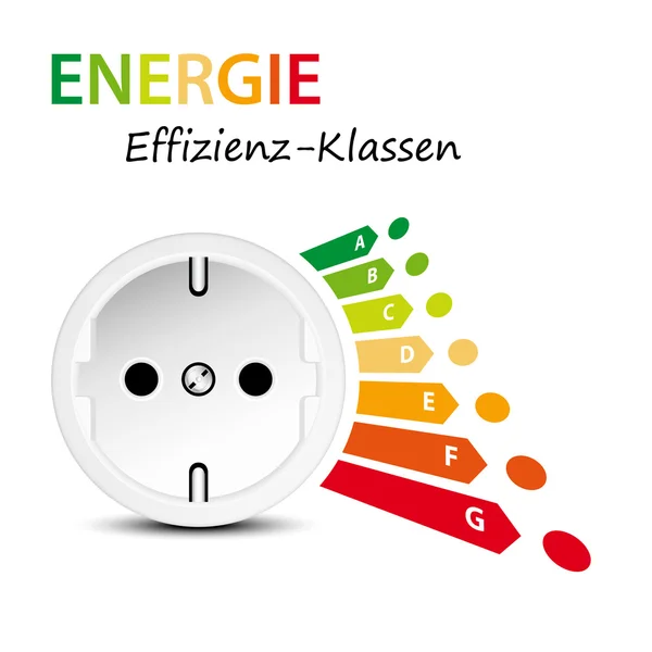 Energieeffizienz-Label mit Steckdose isoliert vor weißem Hintergrund — Stockvektor