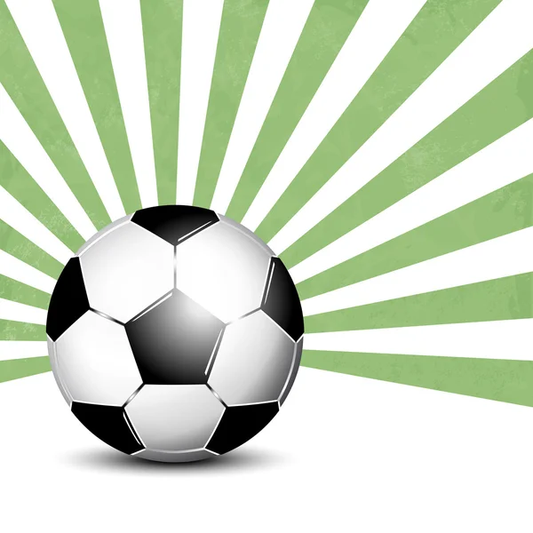 Fondo balón de fútbol con rayos — Vector de stock