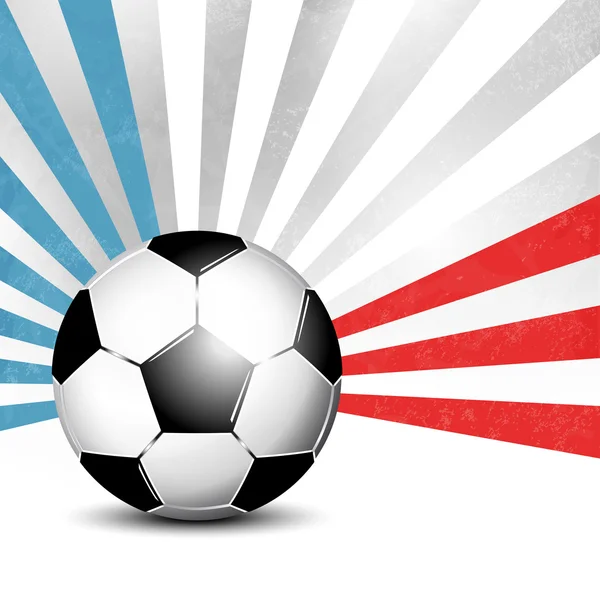Voetbal bal achtergrond met stralen in abstracte Franse vlag kleuren — Stockvector
