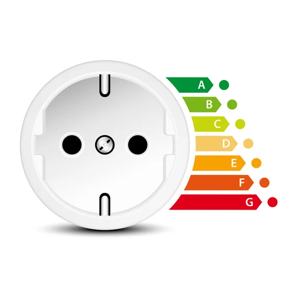 Ícone de soquete com gráfico de eficiência energética — Vetor de Stock