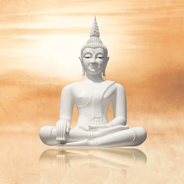 Ülő buddha a lótusz helyzet sunrise - koncepció nyugodt meditáció — Stock Fotó