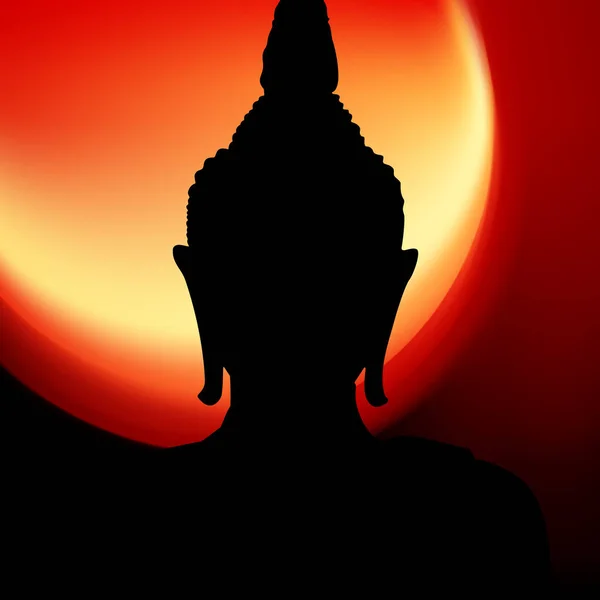 Buddha Kopf Silhouette Bei Sonnenuntergang — Stockfoto