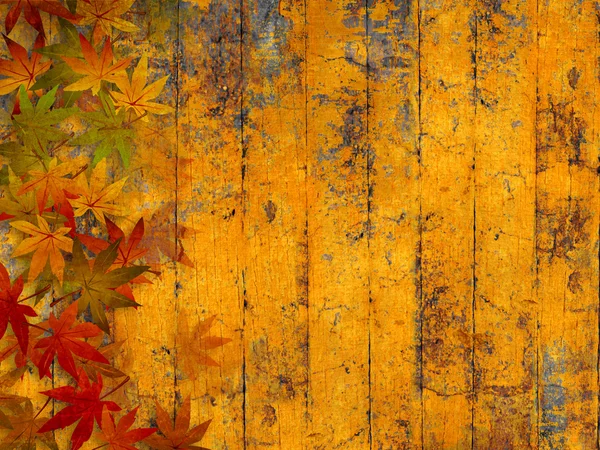 Grunge autumn background with fall leaves — Stock Photo, Image