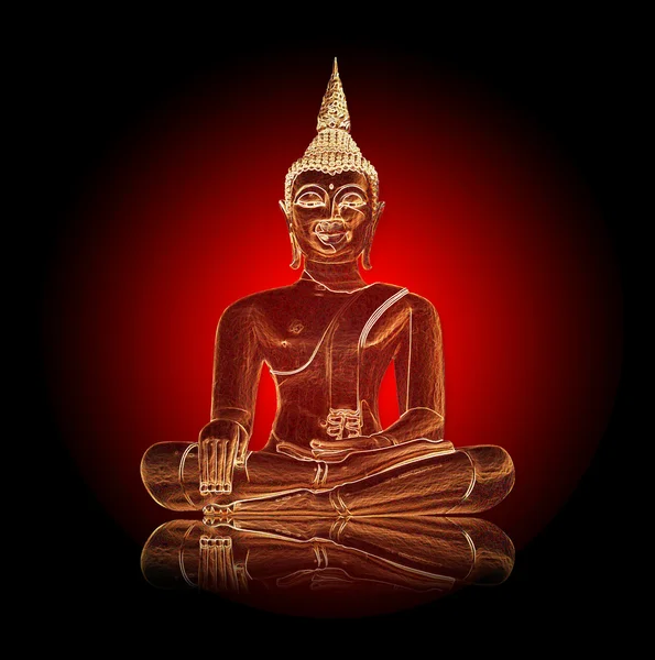 Glänzende Buddha-Illustration vor dunklem Hintergrund — Stockfoto