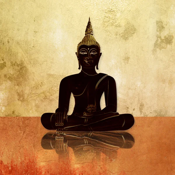 Buddha silhouette contro grunge sfondo parete — Foto Stock