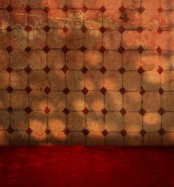 Grunge duvar arka plan ahşap zemin - Akdeniz pişmiş toprak oda tasarımı ile döşeli