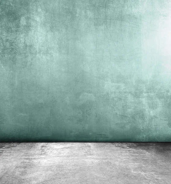Abstracte grunge achtergrond met groene muur en grijze betonnen vloer textuur — Stockfoto