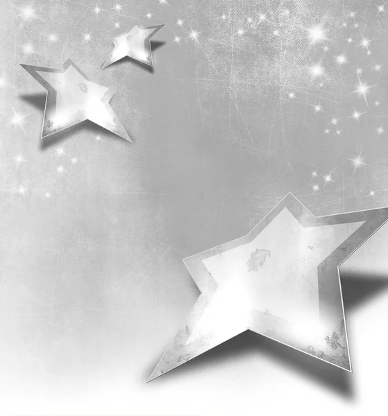 Silver gray stars with sparkle lights in vintage style — Stock Photo, Image