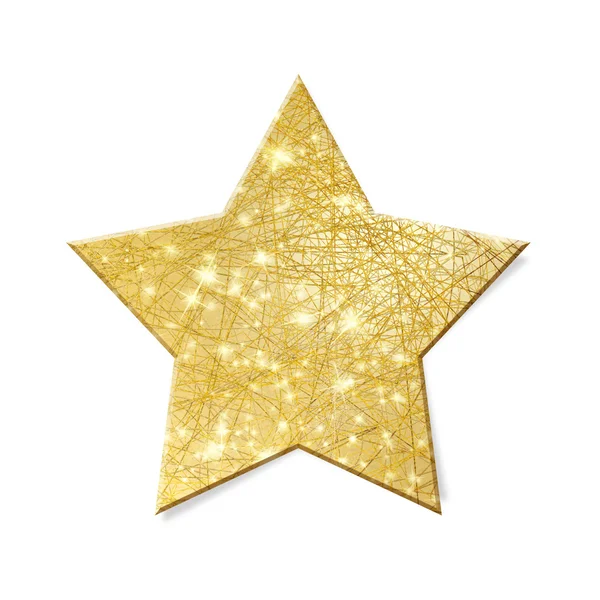 Sparkling gold star isolated - clipping path included — Stock Photo, Image