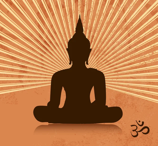 Silhouette bouddha thaïlandaise en position lotus — Image vectorielle