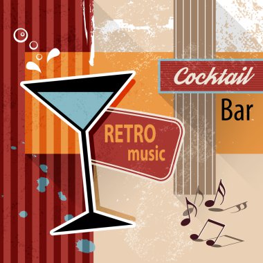 Kokteyl lounge bar - retro afiş arka plan parti olaylar veya içki menü