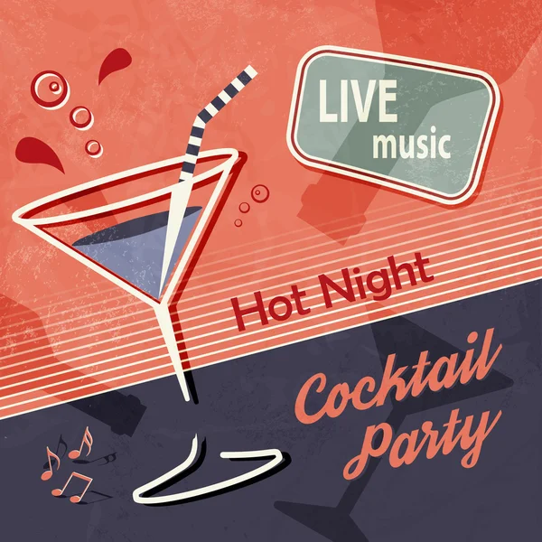 Retro Party Poster - Vintage Cocktail Hintergrund — Stockvektor