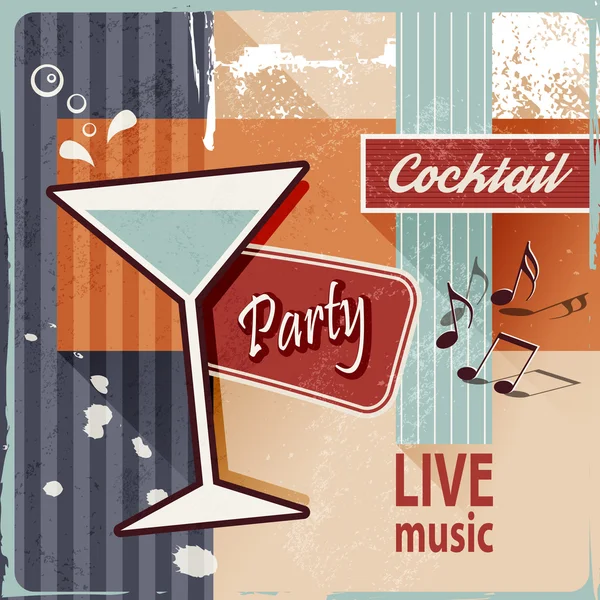 Retro cocktail party - vintage poster art — Stock Vector