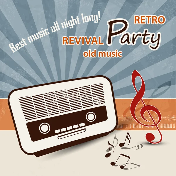 50-es évek zenei aláfestés - retro party poszter — Stock Vector