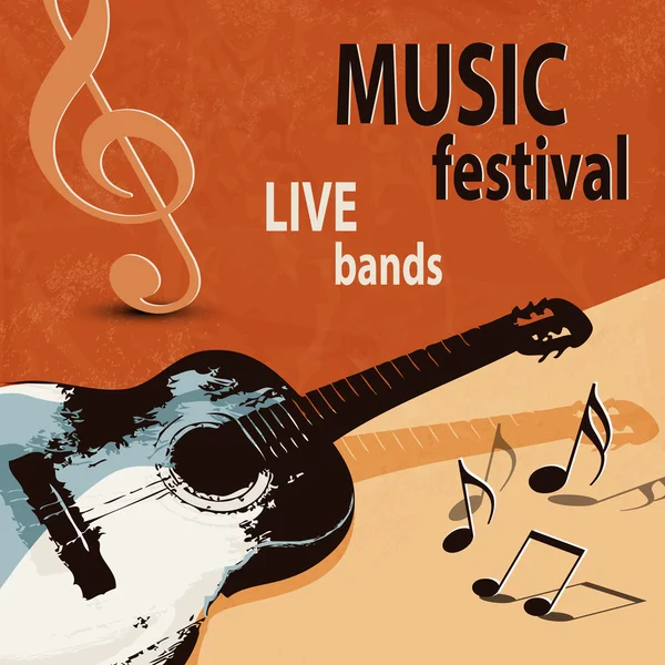 Retro gitar - rock Festivali ile müzik arka plan