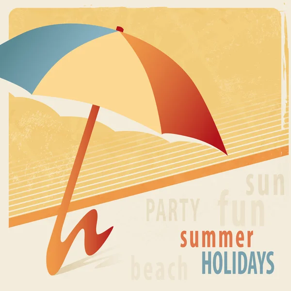 Sommer Hintergrund mit Sonnenschirm - Retro-Stil — Stockvektor