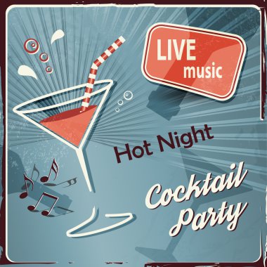 Retro müzik parti arka plan kokteyl ile