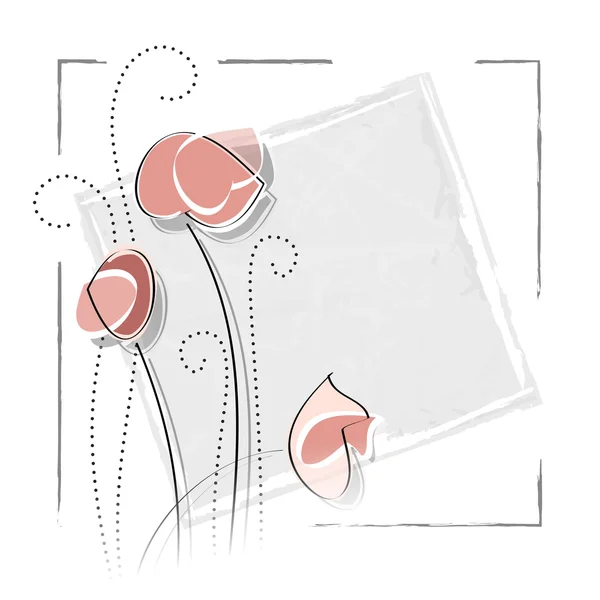 Μαλακό ροζ λουλούδια - εκλεκτής ποιότητας floral ευχετήρια κάρτα ενάντια σε λευκό φόντο — Διανυσματικό Αρχείο