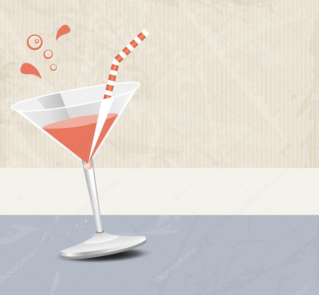 Cocktail party background banner in soft retro colors - bar menu