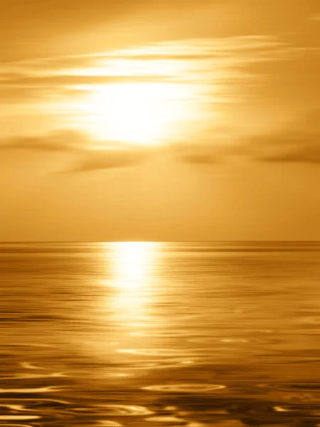 Pôr do sol dourado sobre o mar em estilo suave borrado — Fotografia de Stock