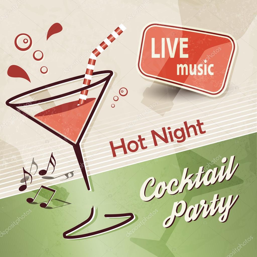 Cocktail party background with music banner ad