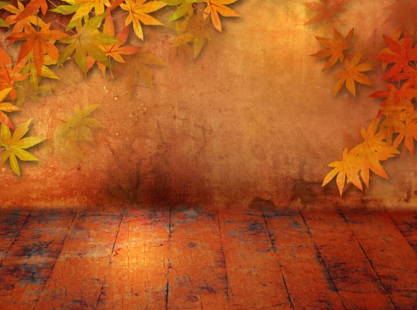 Herbst Hintergrund im Grunge-Stil mit Herbstblättern — Stockfoto