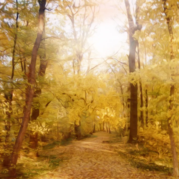 Fond forestier d'automne stylisé avec filtre à peinture à l'huile — Photo