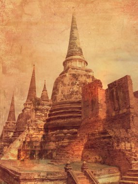 Ayutthaya içinde Tayland - eski chedi - resim vintage tarzı
