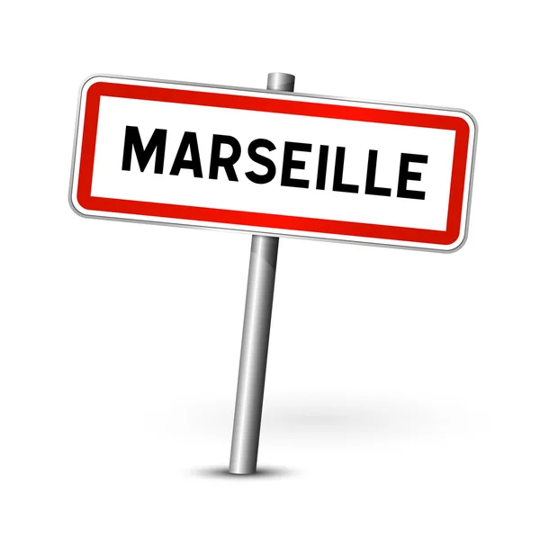 Marseille France - city road sign - signage board — Stock Vector