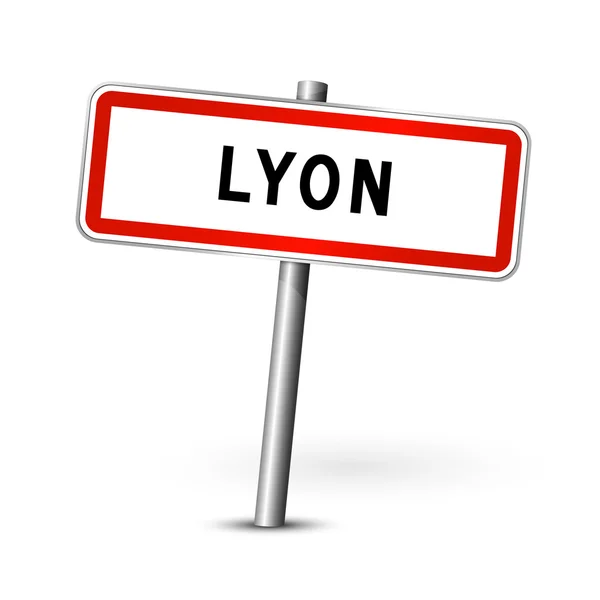 Lyon France - city road sign - signage board — Stock Vector