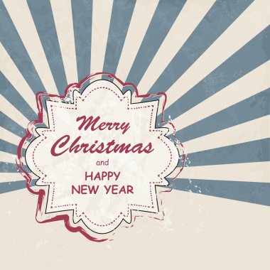 Neşeli Noel ve mutlu yeni yıl etiket retro