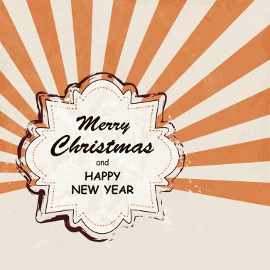 Noel etiket ışınları ile retro