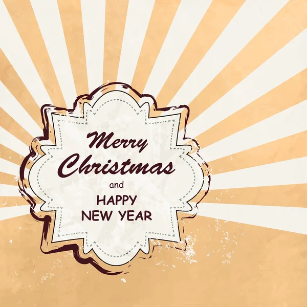 Carte de Noël rétro avec sunburst — Image vectorielle