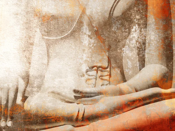 Buddha-Statue in Nahaufnahme im leichten Grunge-Stil — Stockfoto