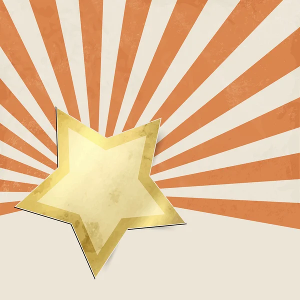 Retro starburst pomarańczowy z złota gwiazda — Wektor stockowy