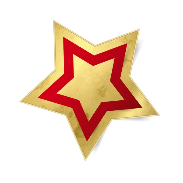 Gold star icon with red frame - Christmas element isolated — Stock Vector