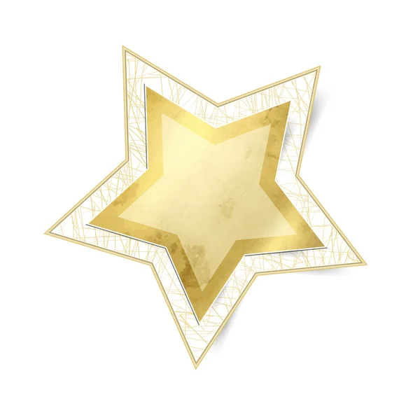 Estrella dorada aislada sobre fondo blanco - pegatina de Navidad — Vector de stock