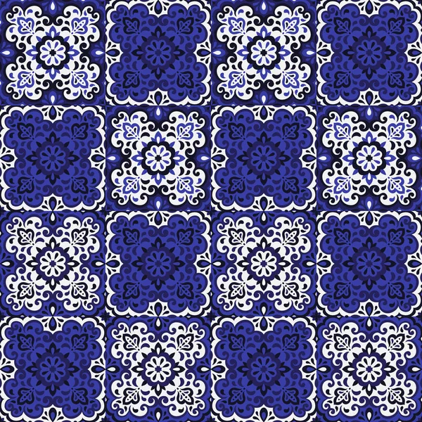 Azulejos Tile Vector Seamless Pattern — Stock Vector