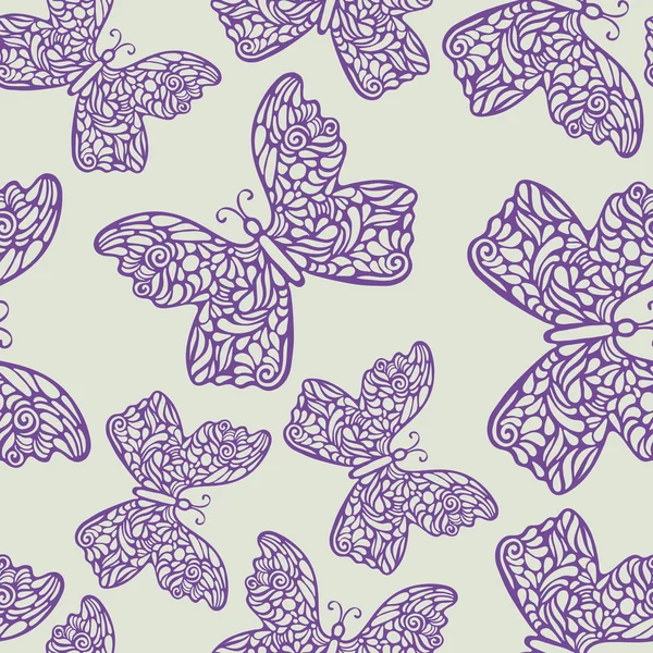 Schöne handgezeichnete Schmetterlinge — Stockvektor