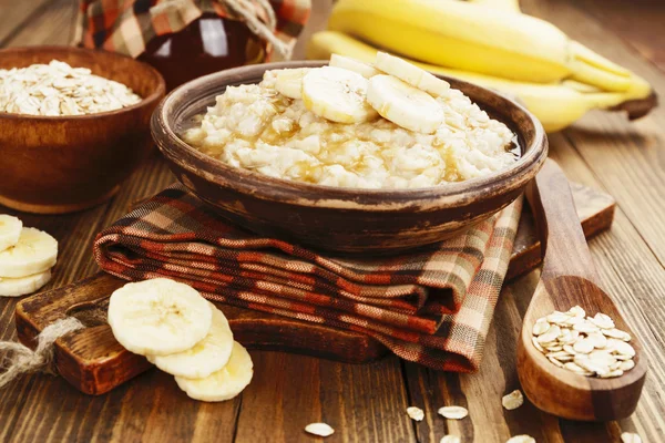 Porridge with bananas Stock Picture