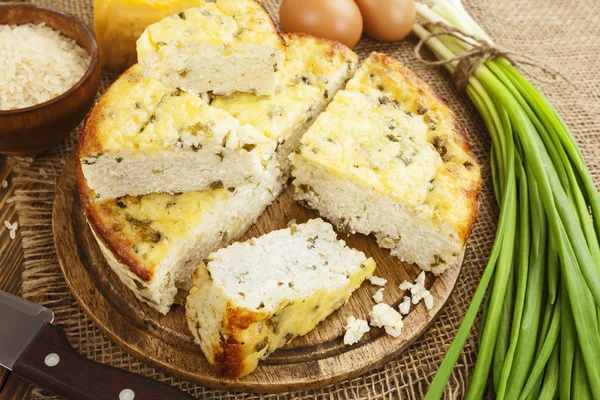 Rice pie with cottage cheese — Stock Photo, Image