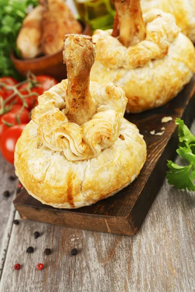 Chicken leg in puff pastry — Stock Photo, Image