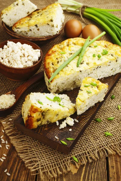 Rice pie with cottage cheese — Stock Photo, Image