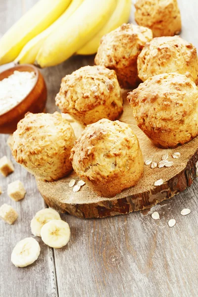 Banán muffin, zabpehely — Stock Fotó